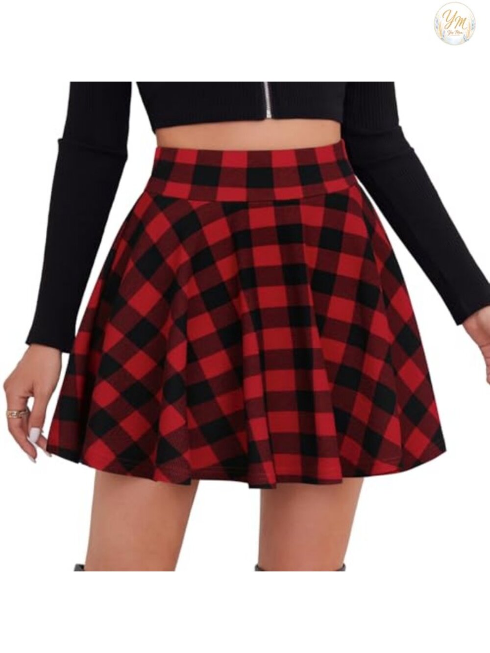 Versatile Skater Mini Skirt with Built-in Shorts High Waist A-Line